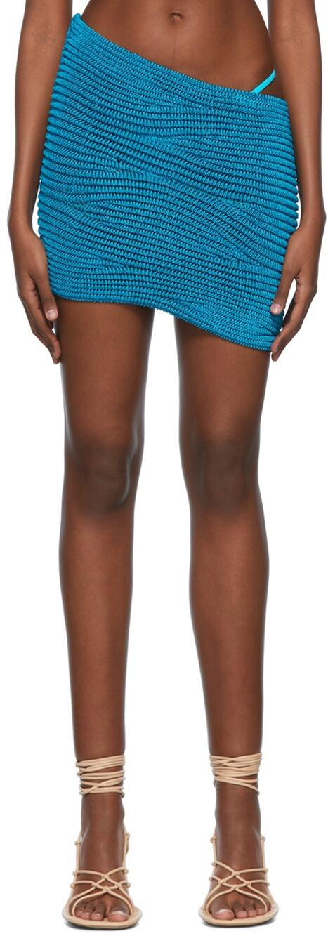 Isa Boulder Textured Blue Bodywave Mini Skirt Size XS NWT
